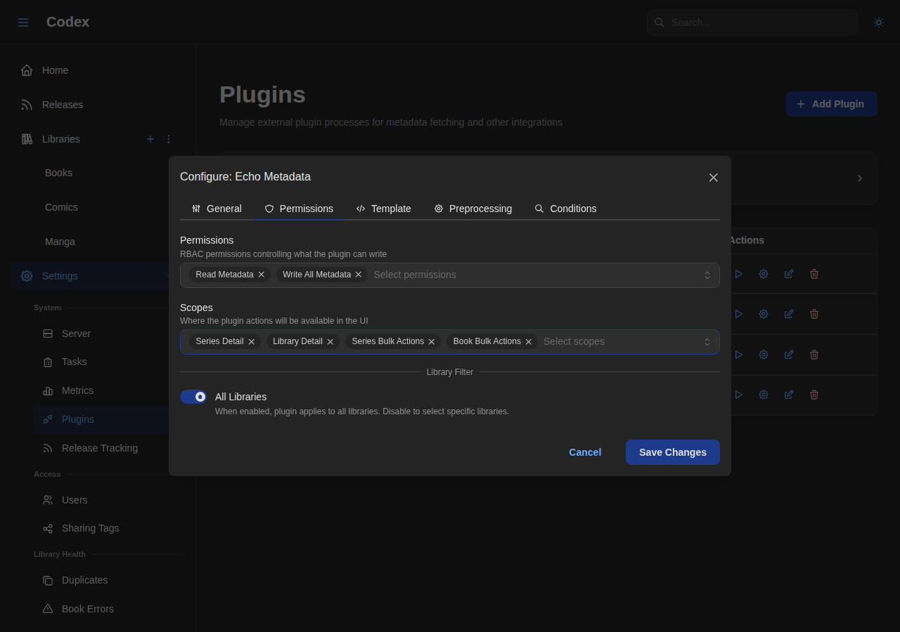 Config Modal - Permissions Filled
