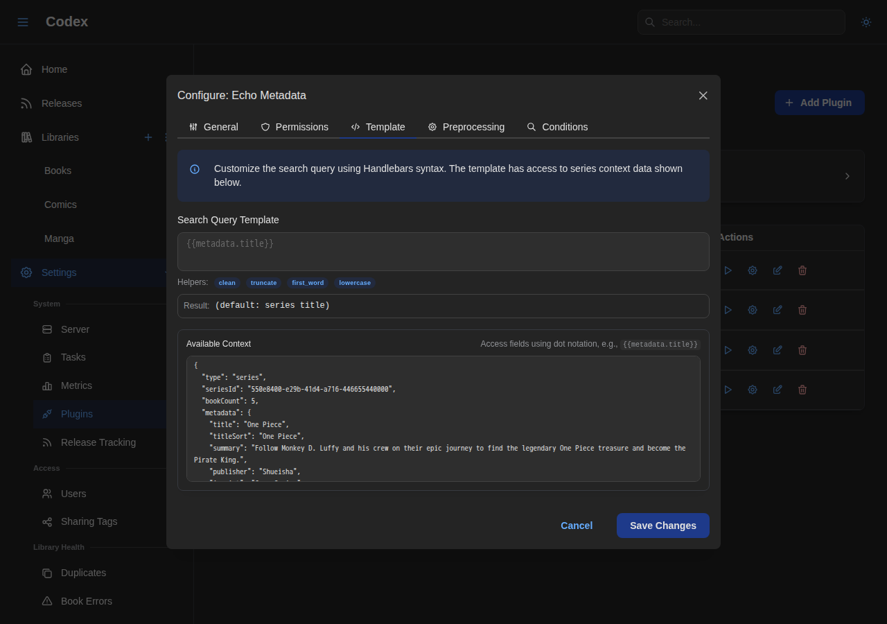 Config Modal - Template